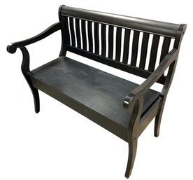 Veranda Antique Black Storage Bench By Carolina Cottage - #BR