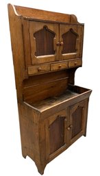 Antique Oak Dry Sink With Hutch Top - #BR