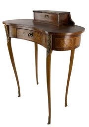 French Louis XV Style Kidney Shaped Writing Desk With Marquetry Inlay - #FF