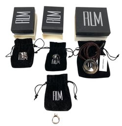 Robert Lee Morris RLM Bronze Silver-Tone Rings & Cowhide Pendant Necklace (NEW) - #S14-3