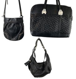 B Makowsky Black Leather Handbags & Coldwater Creek Hampton Computer Bag - #S13-3