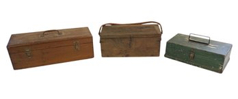 Antique Wood Fishing Tackle Boxes - #S24-2