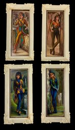 Vintage 1960s Jean Maio Harlequin Framed Lithographic Prints (Set Of 4) - #S16-2