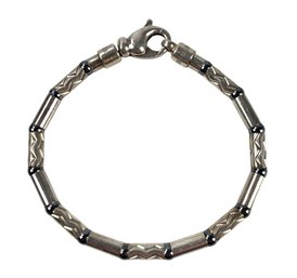 Tiffany & Co. Sterling Silver Hematite Aztec Link Bracelet (Made In Germany) - #JC-B