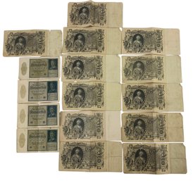 Collection Of 1922 German Reichsbanknotes & 1910 Russian 100-Ruble Banknotes - #S5-3