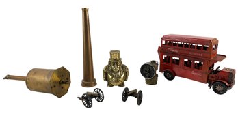 Salt & Co. Spit Roaster, Brass Fire Hose Nozzle, Hoffritz Coin Bank, Miner's Carbide Lamp - #S15-3