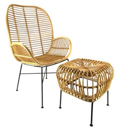 Rattan & Bamboo Armchair & Ottoman - #BT