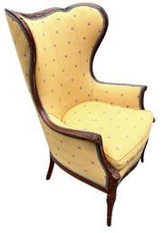 Louis XV Style Carved Mahogany Wingback Chair - #BR