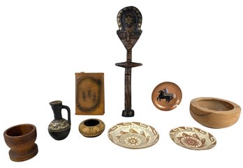 African Fertility Doll, Pottery, The Art Of Love Book With Tooled Leather Cover & More - #S19-3