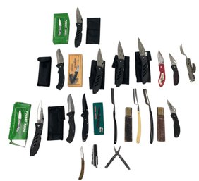 Collection Of Folding Pocket Knives, Straight Razors By H. Boker & Co. & Wm. Elliot & Co. - #S16-4