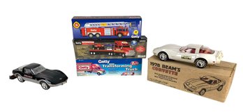 1978 Beam's Corvette Decanter, Official Pace Car Beam Decanter, Getty Toy Trucks (NEW IN BOX) - #S17-1
