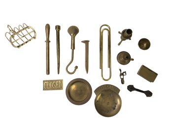 Vintage Brass Matchbox, Oil Lamp, Candleholder, Dogon Ring, Baby Rattle & More - #S9-2