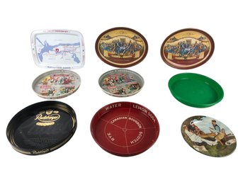 Vintage Metal Serving Trays: NYC Marathon 1977, Miller, Knickerbocker, Schmidt's & More - #S14-4