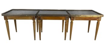 Vintage Bloomindale's French Louis XVI Style Marble Top Side Tables (Set Of 3) - #FF