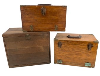 Antique Wood Fishing Tackle Boxes - #S14-2