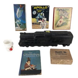 Vintage Toys: Revell Apollo Model Kit, Marx Whistling Locomotive, Madmar Puzzles - #S10-3