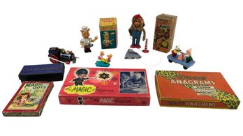 1890 Parcheesi Game, Mechanical Piggy Cook & Trumpet Monkey, 1910 Magic Dots & More - #S1-2