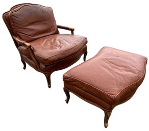 Sam Moore Genuine Leather Armchair & Ottoman Set - #BR