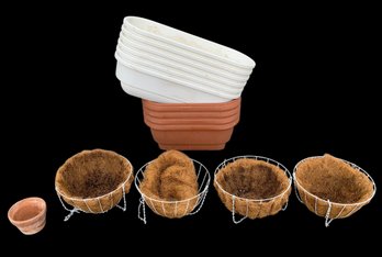 Hanging Planters With Coconut Liners & Oval Patio Rail Planters - #BR