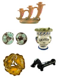 Italian Puzzle Mug, Weller Candlestick, Carstens W. Germany Ash Trays & More - #S11-3