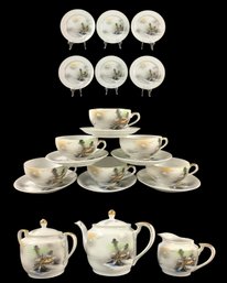 Japanese Kutani Hand Painted Tea Set (Service For 6) - #S12-2