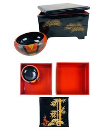 Vintage Japanese Lacquered 2-Tier Bento Box - S10-2