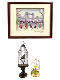 The Tower Of London 3D Decoupage, Schmid Bros. Canary Music Box & Bird Cage - #S19-2