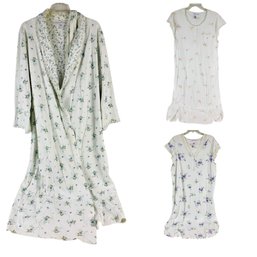 Carole Hochman Cotton / Pima Cotton Long Nightgowns & Robe - #S19-2