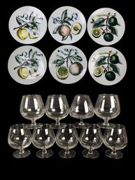 Bareuther Waldsassen Bavaria Germany Plates & Brandy Snifter Glasses - #S2-4