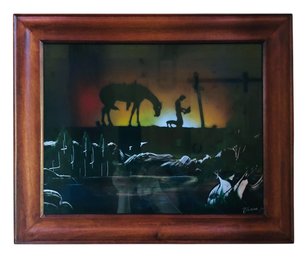 Western Cowboy Silhouette Signed Original Painting - #LR
