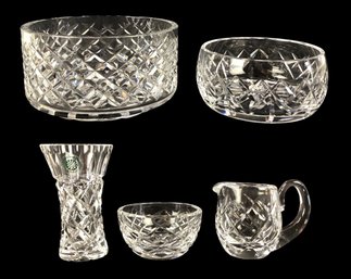 Waterford Crystal Alana Bowls, Lismore Sugar & Creamer & Galway Ireland Crystal Vase - #S7-2