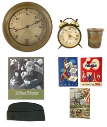 Ashcroft Mfg. Co. Gauge, German Bradley Alarm Clock, 1950s French Travel Booklets - #S3-1