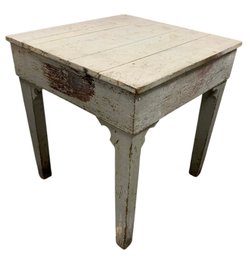 Vintage Painted Wood Slat Top Side Table - #BR