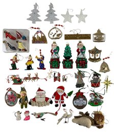 Collection Of Vintage Christmas Ornaments: Mercury Glass, Brass, Clip-On & More - #S3-3