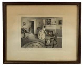 Bessie Pease Gutmann (AMerican, 1876-1960) Signed Engraving, 'A Chilly Day' - #S24-1