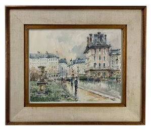 Stephane Wrobel (France, 1927-2007) Signed Watercolor Painting, Paris Les Tuileries - #S24-1