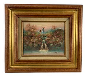 Keye Lee Signed Impressionist Waterfall Landscape Oil On Canvas Painting - #S24-1