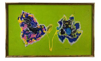 Abstract Expressionist Oil On Board Painting, Signed & Framed - #S24-1