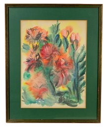 Abstract Floral Still Life Watercolor Painting, Signed - #S24-1