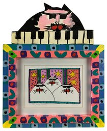 Martha Wahlert Signed Serigraph, 'The Jazz Society' With Painted Folk Art Frame - #C2