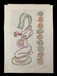 1994 Surrealist Lithographic Print, The Language Of Ululation - #S11-4L