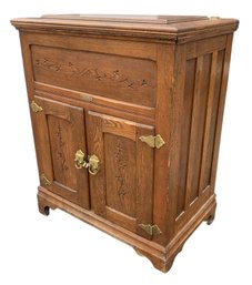 Antique 19th Century Alaska Upright Oak Ice Chest - #BR