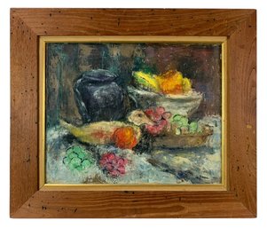 Vintage Still Life With Fruit Oil On Canvas Painting, Signed W. Hayes - #B4