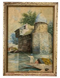 Srinagar, Kashmir River Landscape Watercolor Painting - #B4