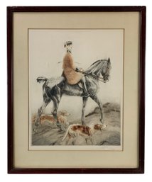 British Equestrian Hand Colored Etching, Signed - #B4