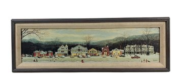 Stockbridge Main Street At Christmas Framed Art Print On Canvas By Norman Rockwell - #A5
