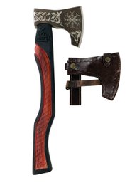 Damascus Steel Axe With Leather Sheath (NEW) - #S12-3