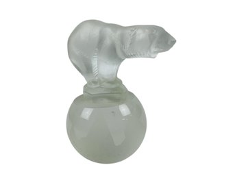 Vintage Frosted Glass Polar Bear Paperweight - #FS-7