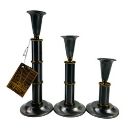 Mid-Century Ernest Sohn Creations Metal Candlesticks With Original Tag - #FS-5