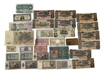 Bank Notes: 1861 & 1864 Confederate States Of America, 1910 Russian Rubles & More - #S15-3